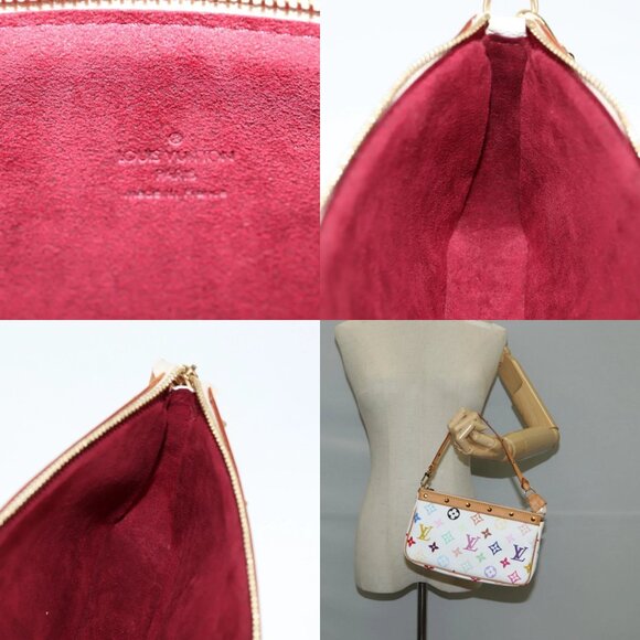 LOUIS VUITTON Multicolor Pochette Accessoires Pouch White M92649 LV Auth 129011V - Picture 15 of 16
